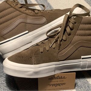 Women’s Size 7.5 VANS Sk8-Hi Shoes Suede & Canvas Rich Mocha Brown Lite Wear